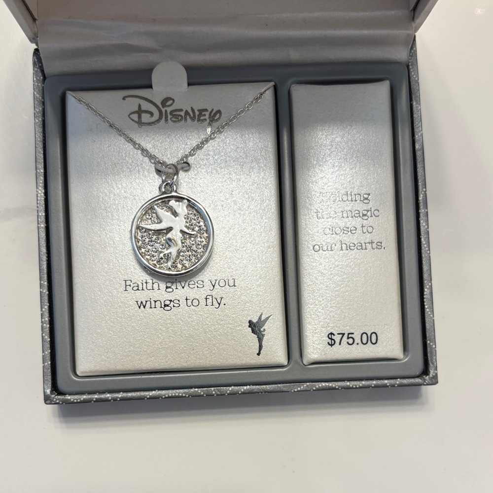 Disney Silver Fairy tinker bell necklace